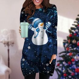 Women's Hoodies Fashion Sweatshirts Fun Christmas Santa Claus Snowflake Elk Print Hoodless Pullover Vintage Graphic For Female