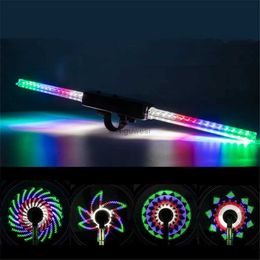 Other Lighting Accessories New Waterproof Bike Spoke Light 64LED 30 Modes Wheel Flash Night Cycling Cool Warning Light MTB Bicycle Accessories No Battery YQ240205