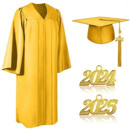 Men's Tracksuits 2024 Unisex Graduation Gown Tassel Hat Zipper V Neck Loose Solid Colour High School Bachelor Academic Student Costume