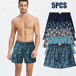 Underpants 5pcs/Lot Boxer Men Printed Underwear Man Cotton Loose Woven Men's Family Panties Comfort Male Shorts Boxers For