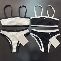 Women Beach Bra Briefs Contrast Colour Swimwear Sexy Split Bikinis Set Summer Holiday Pool Party Bathing Suit