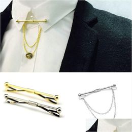 Tie Clips Cufflinks Cuff Links Gold Sier Chain Ball Head Mens Business Ties Collar Pin Bars Wedding Boutons De Manchette Drop Delive Dhhxq