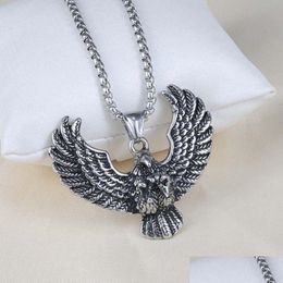 Pendant Necklaces Ancient Sier Stainless Steel Eagle Necklace Retro Celtic Bird Charm For Men Fashion Fine Jewelry Drop Delivery Pend Dhnfh