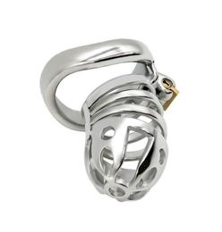 Male Cock Cage with Scrotum Testicle Pouch Stainless Steel Arc Penis Ring Metal Devices Bondage Restraints Gear Sex Toy P08267244923