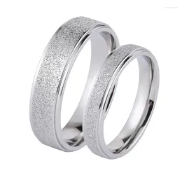 Cluster Rings Fashion Women Men Color Rose Gold Titanium Steel Round Frosting Wedding Band Jewelry