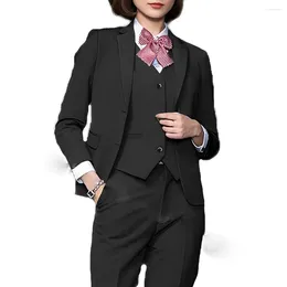 Women's Two Piece Pants Suit Slim Fit Design Formal Jacket Vest Business Set Ladies Blazer Clothes 3-piece Office Work