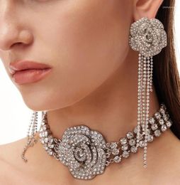 Dangle Earrings Gorgeous Rhinestone Alloy Flower For Women Fashion Jewellery Maxi Party Show Girls' Statement Accessories