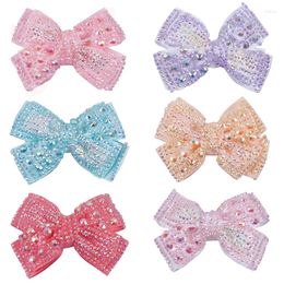 Hair Accessories 4inch Fashion Rhinestone Bows With Clip Sweet Girls Jelly Crystal Bowknote Pin Hairgrips DIY Ornament