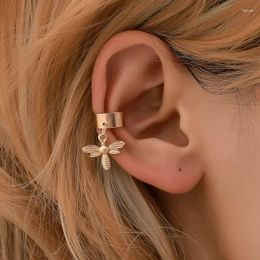 Backs Earrings Cute Bone Clip Small Bee Crystal Unusual Charm Jewellery For Women Without Ear Hole 2024 Fashion Accessories Wholesale