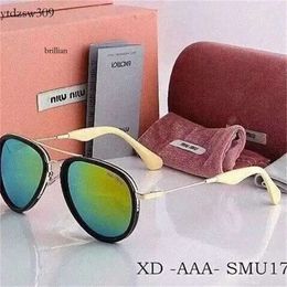 mens sunglasses 2023 Fashion Miu Designer Oval Frame Sunglasses Women's Anti-radiation UV400 Personality Men Retro Plate Grade High Value Glasses