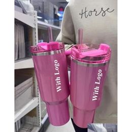 Mugs Us Stock Co-Branded Pink Tumblers Cosmo Winter Shimmery Limited Edition 40 Oz Mug 40Oz Water Bottle Valentines Day Gift Drop Deli Otafc