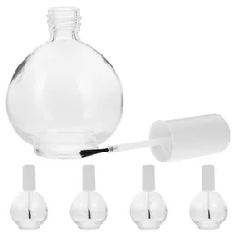 Storage Bottles Empty Nail Polish Brush Clear Glass Refillable Fingernail