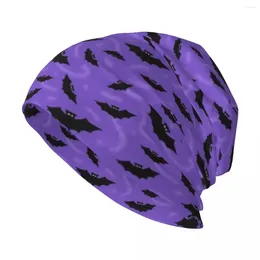 Berets Purple Halloween Bat Night Knit Hat Male Cute Snap Back Ball Cap Mens Women's