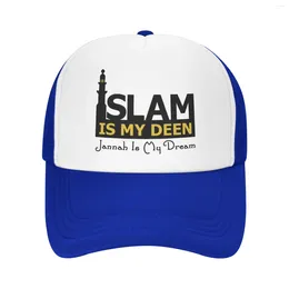 Ball Caps Islam Is My Deen Jannah Dream Baseball Cap For Men Women Mesh Adjustable Casual Hats Muslim Centre Slim