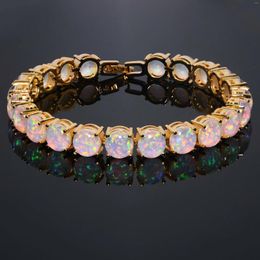 Link Bracelets Ocean Blue Lab-created White Fire Opal Bracelet Gold Plated