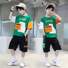 Clothing Sets 2024 Summer Boys' Suit Western Style Big Short Sleeve Two Piece Set Children's Fashion Trend