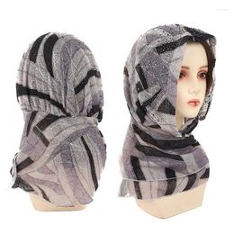 Ethnic Clothing Fashion Print Scarf Women Muslim Hijab Arab Rhinestone Lightweight Breathable Khimar Soft Islamic Turban