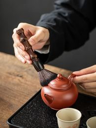 Chinese Vintage Bamboo Tea Brush Tea Pen Teaware Tea Ceremony Kung Fu Puer Green Tea Brush Does Not Lose Hair Cleaning Tools 240118