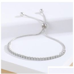 Charm Bracelets 100% S925 Sterling Sier Created Zircon Gemstone Bangle Wedding Bracelet Fine Jewelry Wholesale Drop Delivery Dhixk