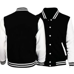 Spring Autumn Mens Pilot Bomber Couple Baseball Jacket University Varsity Solid Colour Casual Korean Clothes 240130