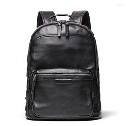 Backpack High Quality A4 Coffee Black Brown Vegatable Tanned Full Grain Genuine Leather 14'' 15.6'' Laptop Women Men Travel Bag