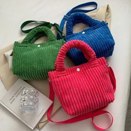 Cosmetic Bags Fashion Corduroy Women's Bag 2024 Trend Handbags Niche Versatile Bucket Shoulder Female Nylon Button Crossbody