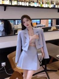 Two Piece Dress 2024 Spring And Autumn Elegant Short Suit Jacket High Waist Half Skirt Women Light Mature Double-breasted Pleated Set