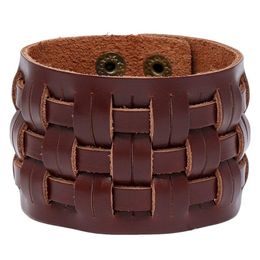 Bangle Knit Motorcycle Wide Cross Leather Cuff Mtilayer Wrap Button Adjustable Bracelet Wristand For Men Women Fashion Jewellery Drop Dhri0