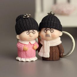 Keychains Resin Knitted Woollen Doll Grandpa Grandma Couple Keychain Pendant Solid Material Valentine's Day Christmas Sweet Romantic Gifts