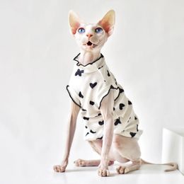 Summer Sphynx Cat Pet Ubranie Śliczne bawełniane kocięta Koszulka do sfinksów oddychające koty CAMISOL Soft Devon Rex Soft Obranie 240130