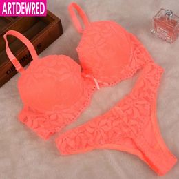 Lace Embroidery Bra Set Women Plus Size Push Up Underwear and Panty 32 34 36 38 ABC Cup For Female 240127