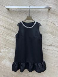 Casual Dresses Early Spring Style Pure Hand-beaded High-grade Sense A Word Little Black Dress Classic Everything With