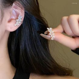 Backs Earrings Minar Korean Style Single Piece Shiny CZ Cubic Zirconia Ear Clip For Women Real Gold Silver Plated Copper Oorbellen