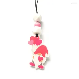 Keychains Valentine's Day Gnomes Glitter Valentines Love Heart Kisses Pendant Keychain Beads Lanyard With Clips