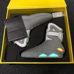 Limited Sale Automatic Laces Shoes Air Mag Sneakers Marty Mcflys Led Back To The Future Glow In The Dark Grey Boots Mcflys Man Sports Size 40-47