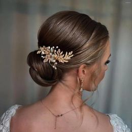 Headpieces Handmade Gold Silver Colour Wedding Hair Accessories Crystal Women Combs Leaves Bridal Headband Head Jewellery