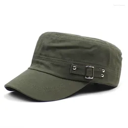 Berets Washed Cotton Flat Caps Summer Autumn Adjustable Belts Army Cap Military Style Cadet Chapeau Women Men Outdoor Painter Hats