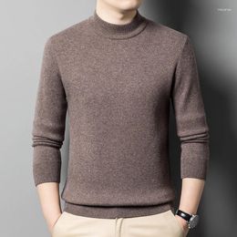 Men's Sweaters Thicken Sheep Wool Jumper 2024 Warm Knit Clothes Long Sleeve Half Worsted Sweater Pullover