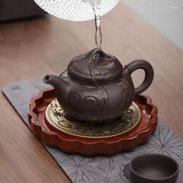 Tea Trays Home Rosewood Tray Circular Heat Insulation Mat Accessories Creative Pot Bearing Pure Copper Plate Kitchen Decor