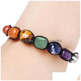 Beaded 7 Chakra Yoga Natural Stone Bracelet Strand Women Mens Irregar Beads Woven Bracelets Fashion Jewellery Will And Sandy Gift Drop Dh6Ih