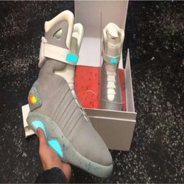 Top Back To The Future Automatic Laces Air Mag Sneakers Marty Mcflys air mags Led Shoes Back To The Future Glow In Dark Grey TOP Mcflys Sneakers Size 40-47