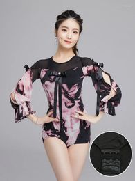 Stage Wear X2183 Lady Latin Dancing Costume Modern Ballroom Jumpsuit Waltz Lantern Long Sleeve