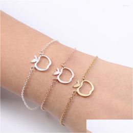 Charm Bracelets Hollow Outline Funny Geometric Cute Fruit Apple Chain Bangles For School Mentor Teacher Women Graduation Gifts Drop Dhloj