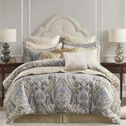 Oversized Comforter King Bedding Bed Linen Set Luxe Chenille Jacquard Damask Soft Microfiber Twill Comforter Freight free 240127