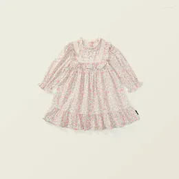 Girl Dresses Children Clothing Toddler Floral Dress Spring And Autumn Kids Pastoral Style Lace Bubble Sleeves Princess