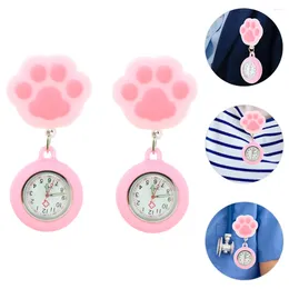 Pocket Watches 2pcs Nursing Clip On Watch Portable Hanging Fob