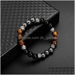 Beaded Tiger Eye Natural Stone Bracelet Women Mens Strands Bracelets Fashion Jewellery Will And Sandy Drop Delivery Dh0As