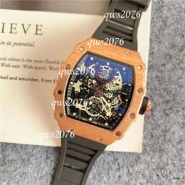 Swiss RM Mens Sports Watches Designer Brand Watch Skeleton Dial 43Mm Quartz Wristwatches Men Fashion Silicone Strap Multi Color Military Analog Clock Montre De Luxe