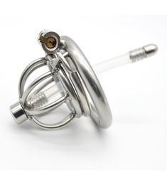 Wholesale,Male Stainless Steel Cock Cage Penis Ring Device with catheter Stealth New Lock tube Adult Sex Toy Product4662026