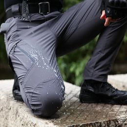 Men Summer Quick Dry Thin Outdoor Trekking Fishing Hiking Pants Waterproof Fleece Warm Military Tactical Cargo Skiing Trousers 240127